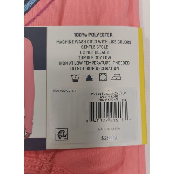 Reel Life Womens Jax Beach Long Sleeve UV Shirt "Raised By Water" M Salmon Rose - Picture 6 of 7